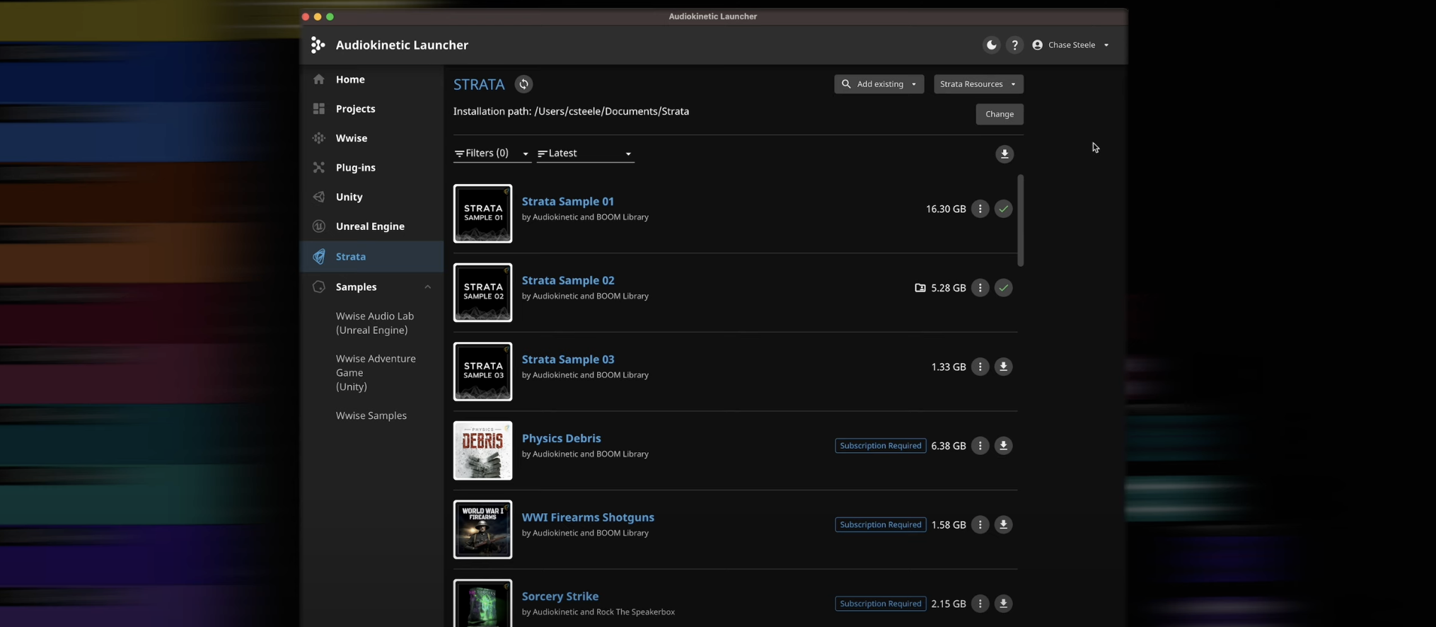 Strata-tab-Audiokinetic-Launcher