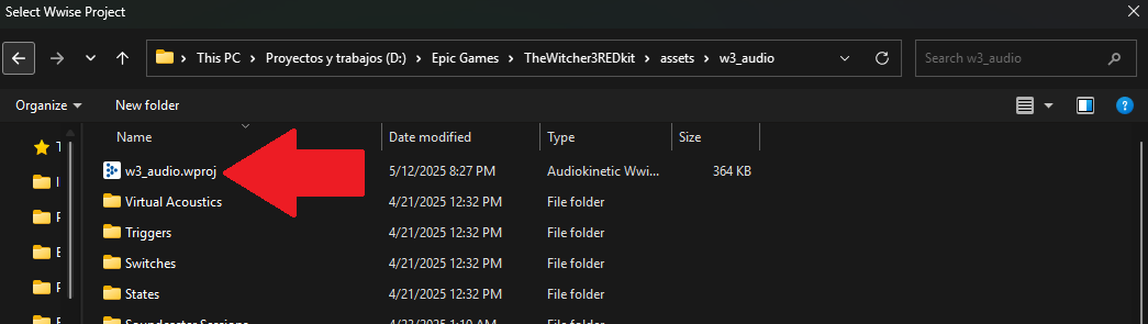 Launcher-select-Wwise-project